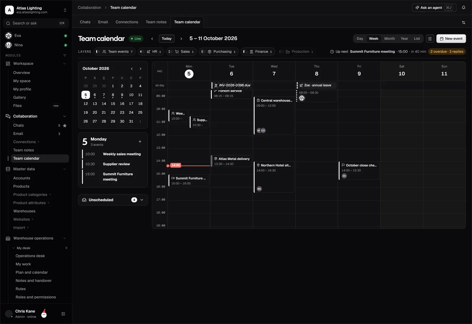 One calendar for the company