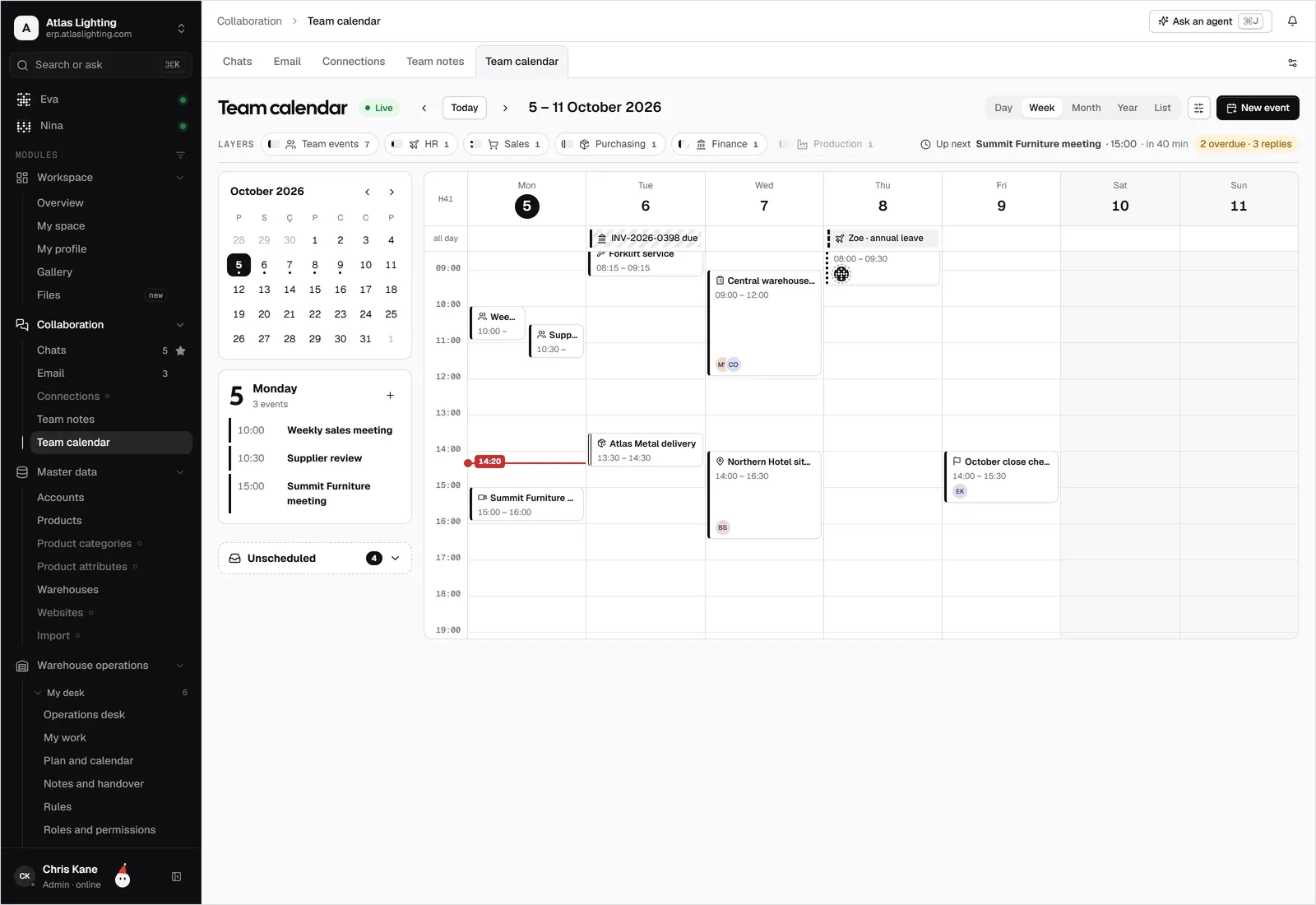 One calendar for the company
