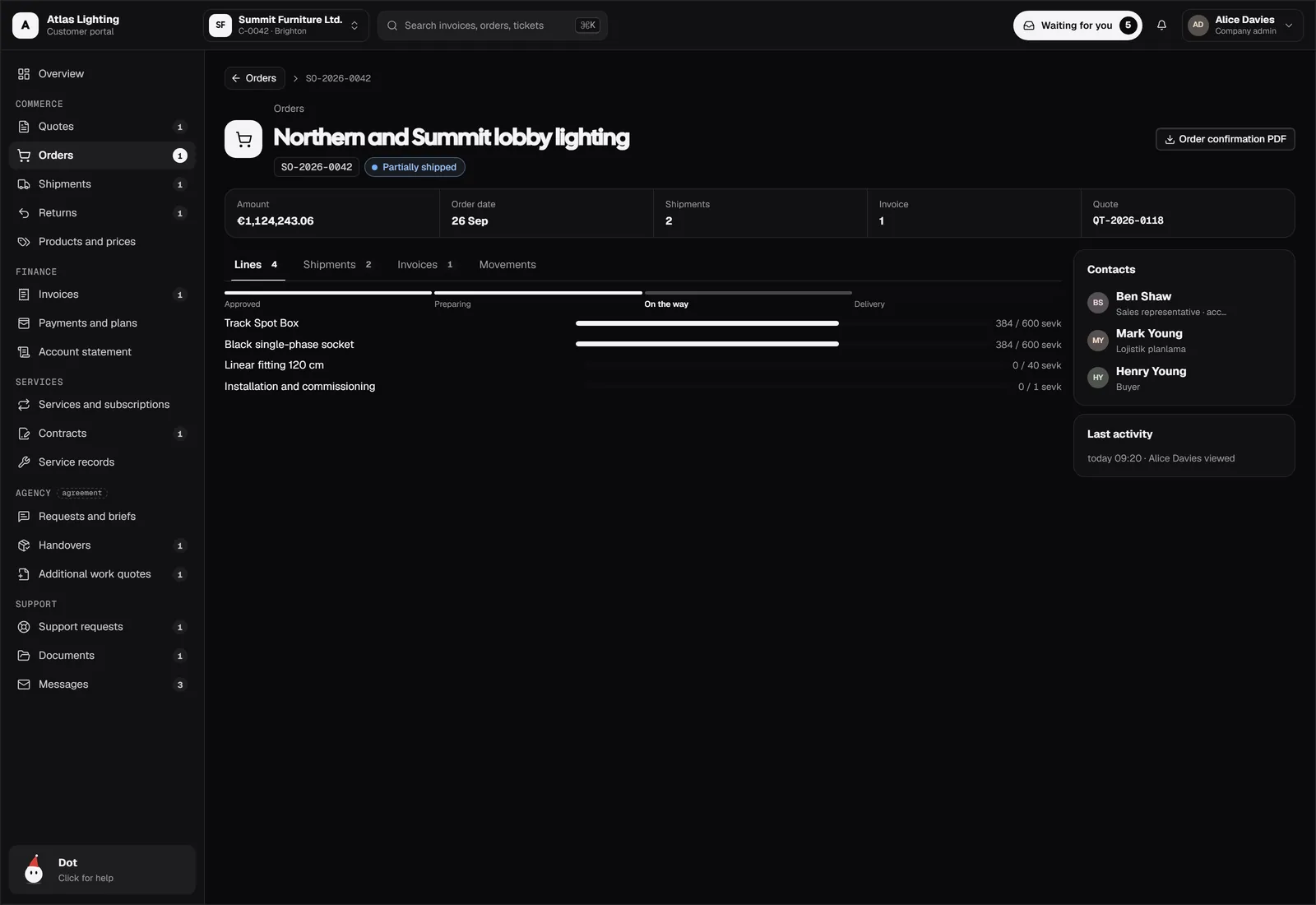 Orders and shipments, live